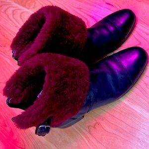 UGG Women's Black and Red Shearling Boots